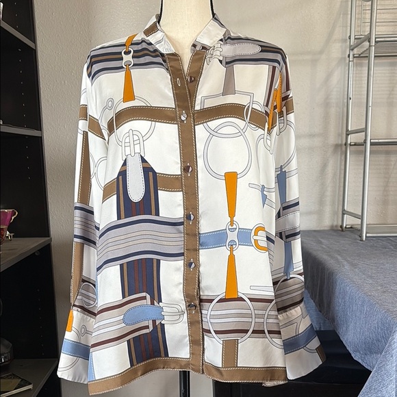 Rani Arabella 100% Silk Women’s Size Large Button Down Shirt - Picture 1 of 7